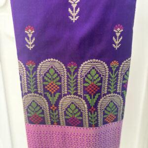 Pure Katan Silk Violet Floral Arch Saree - VAMIKA