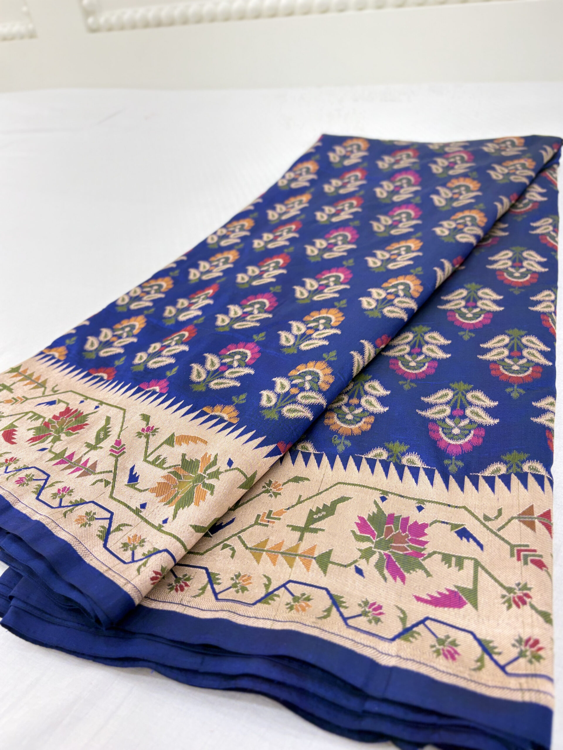 Pure katan silk royal neel bagh paithani inspired saree-BRINDA - Image 5