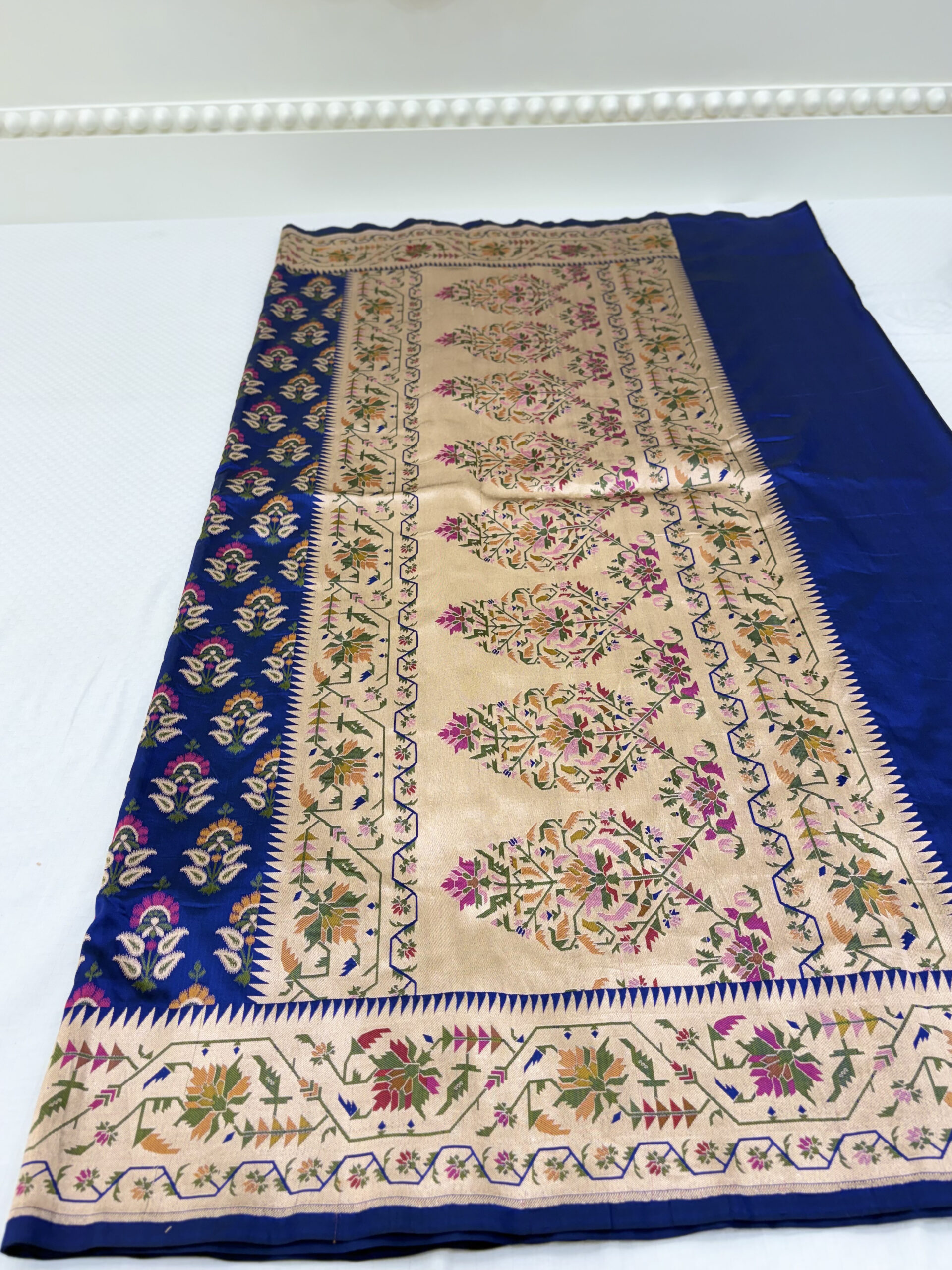 Pure katan silk royal neel bagh paithani inspired saree-BRINDA - Image 6
