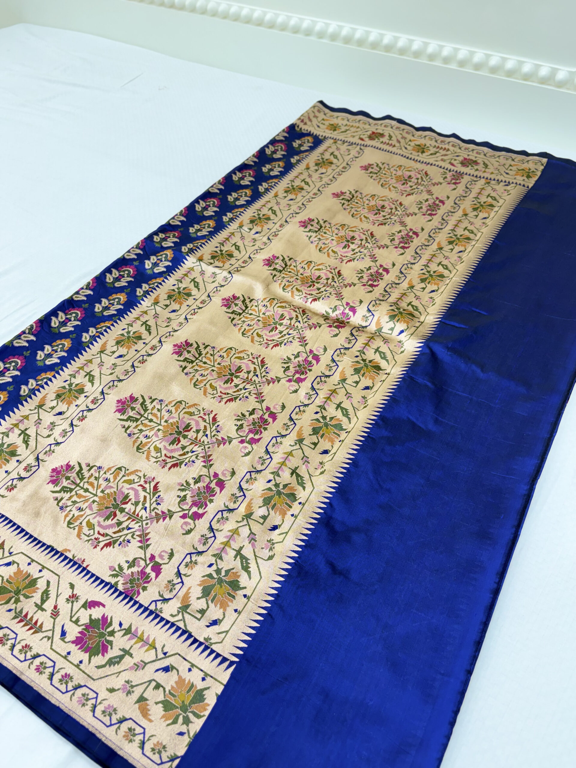 Pure katan silk royal neel bagh paithani inspired saree-BRINDA - Image 7