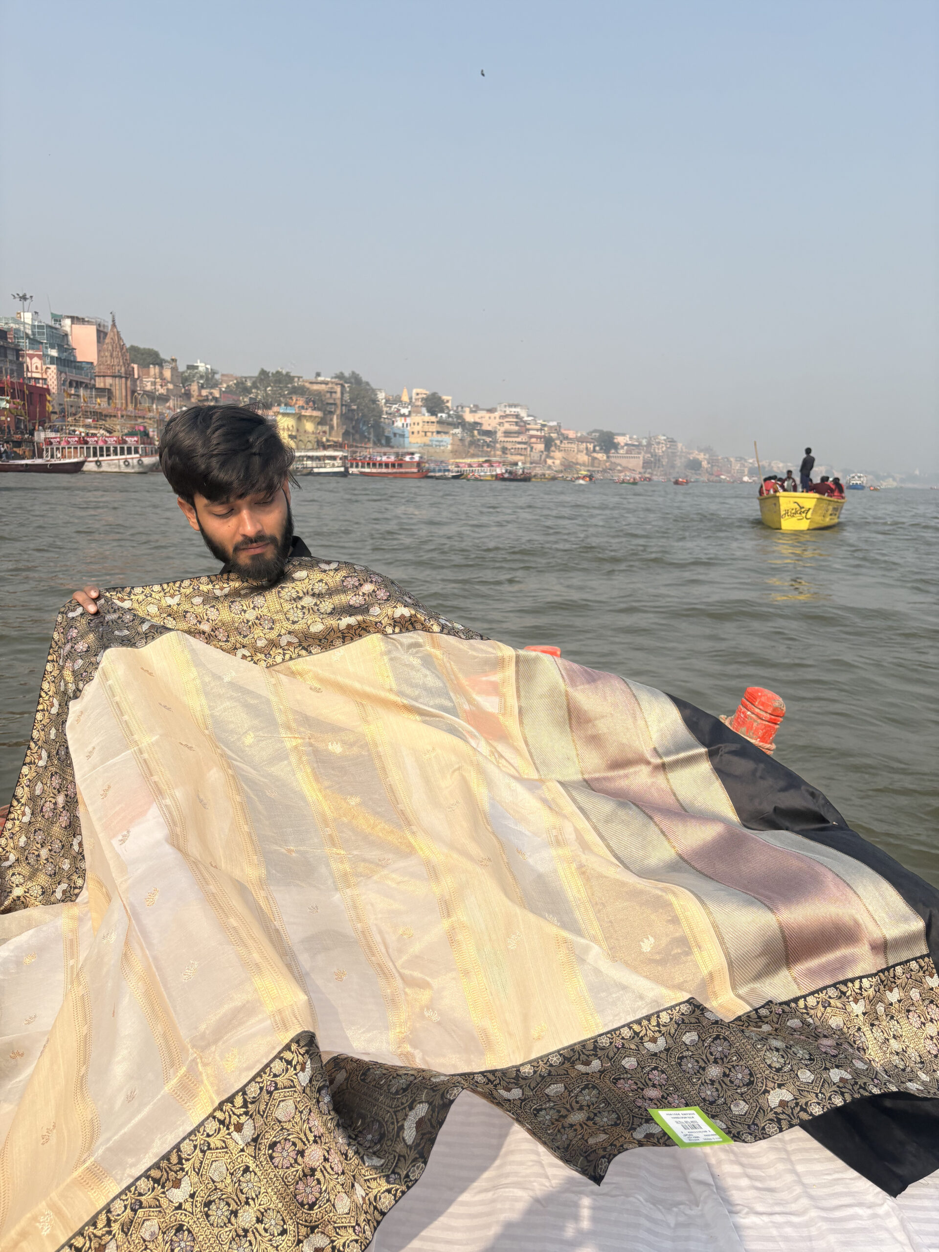 Timeless natural combo of pure katan,tiusser,organza and tissue saree- SANGAM - Image 4