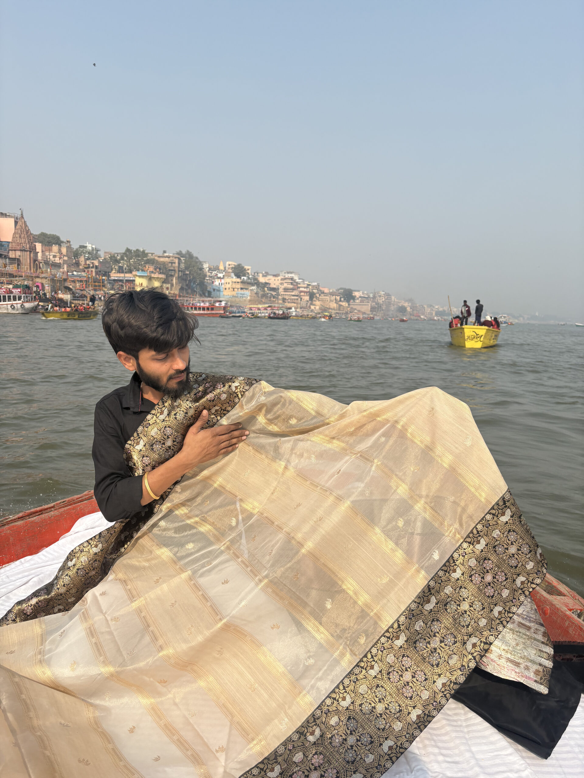 Timeless natural combo of pure katan,tiusser,organza and tissue saree- SANGAM - Image 6