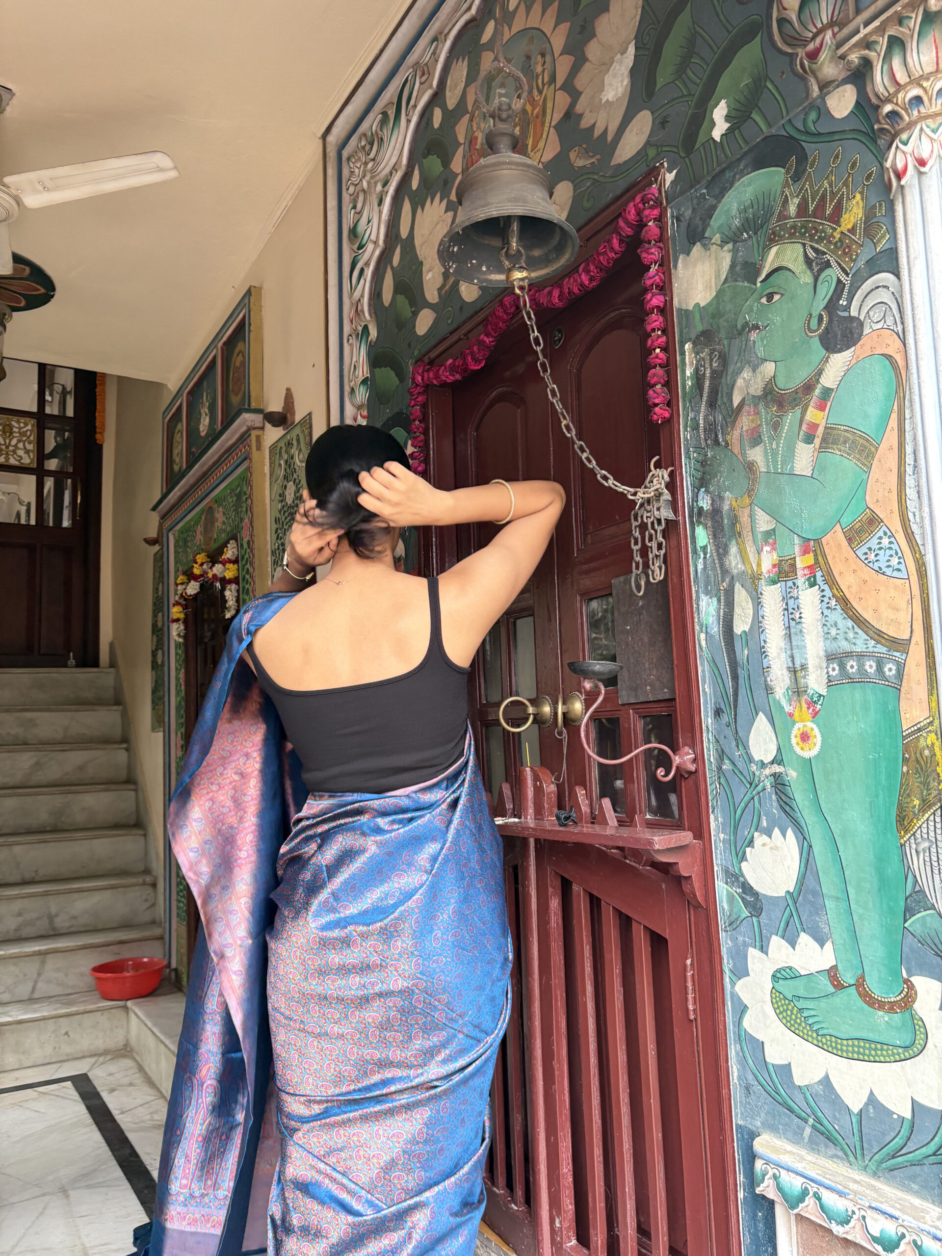 Pure katan azure paisley tanchoi saree-BHAKTI - Image 5