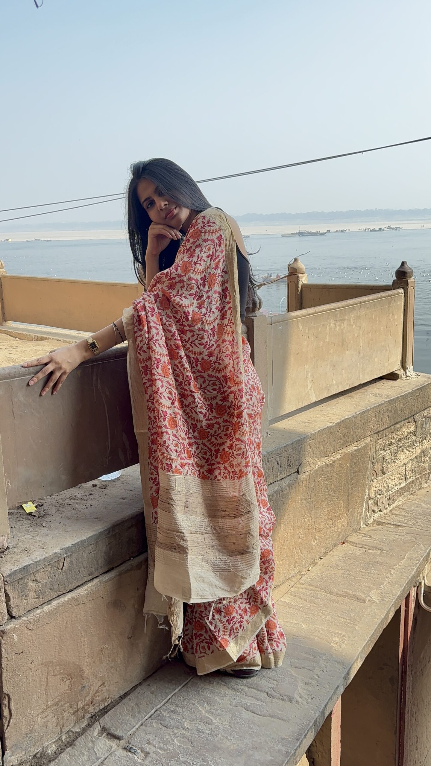 Pure moonga first light cream saree- CHAITRA - Image 4