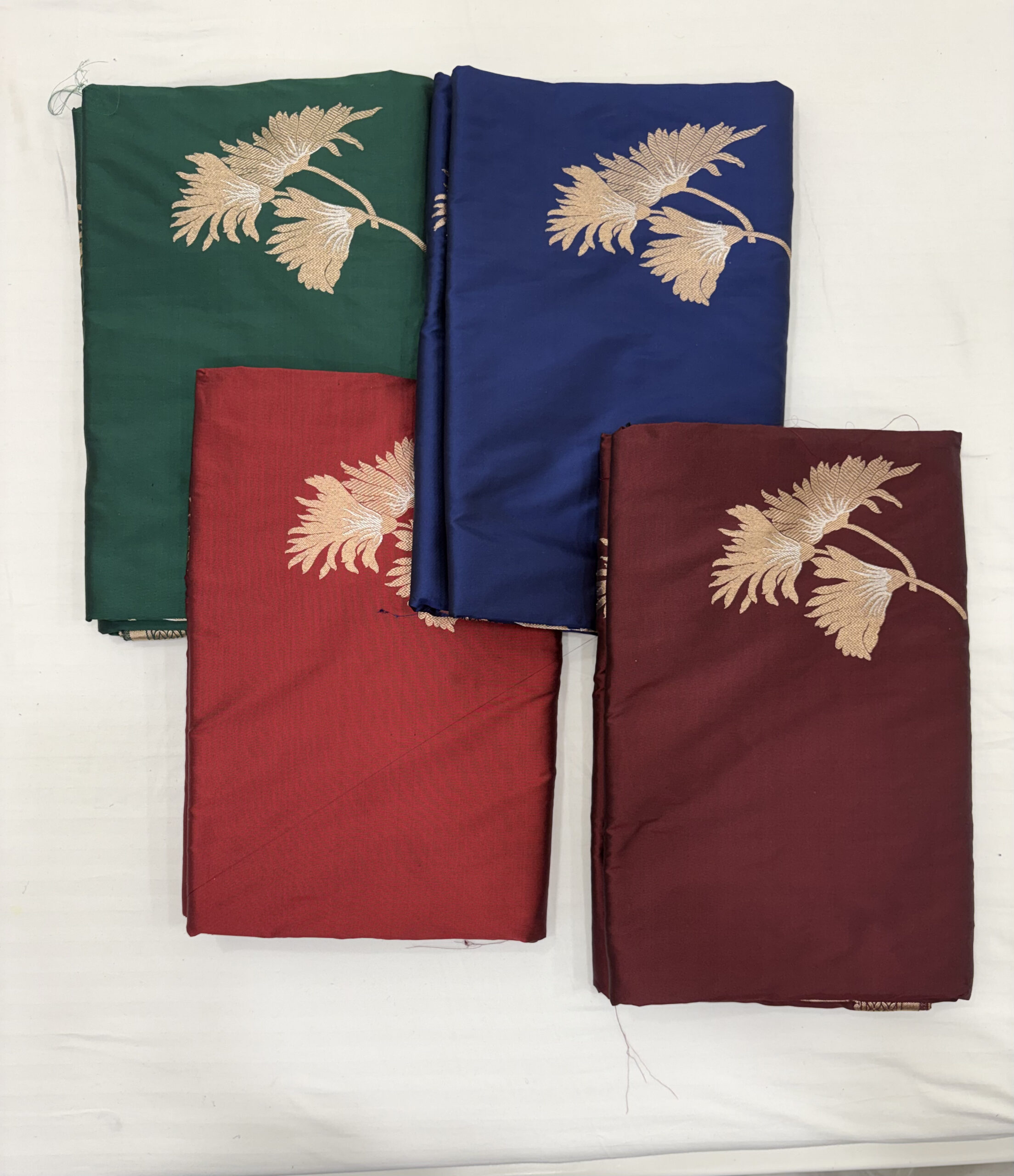 Pure katan silk in golden flower buta and narrow border saree- RUBY NOT RED - Image 9