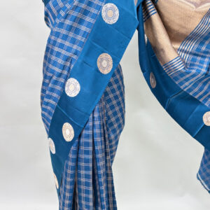 Handloom Pure Katan Silk Steel Navy Blue Saree | SONA RUPA SIKKA