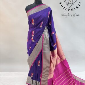 Handloom Pure Katan Silk Happy Purple Saree - Manvi