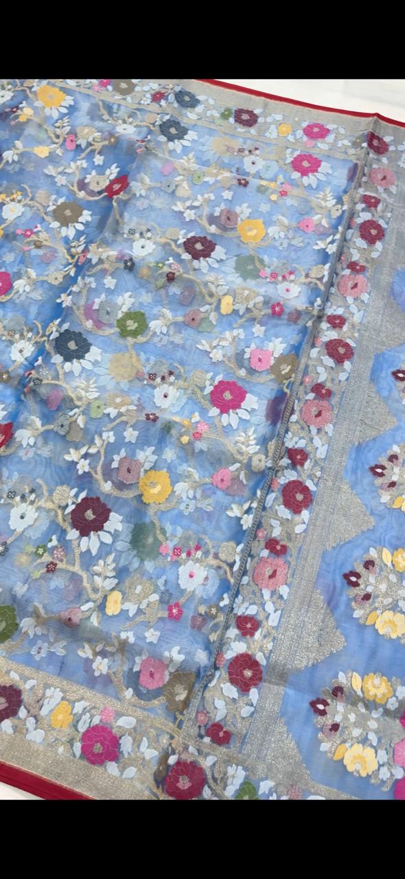 Pure Handloom Kora Organza Statement Saree - Image 4